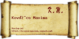Kovács Maxima névjegykártya
