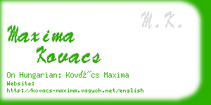 maxima kovacs business card